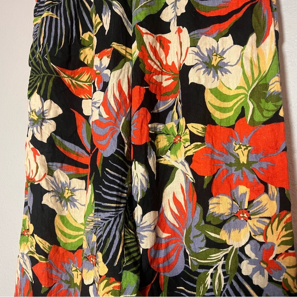 C&C California Tropical Print Wide Leg Pants Womens Size Small Linen Blend - Picture 2 of 11
